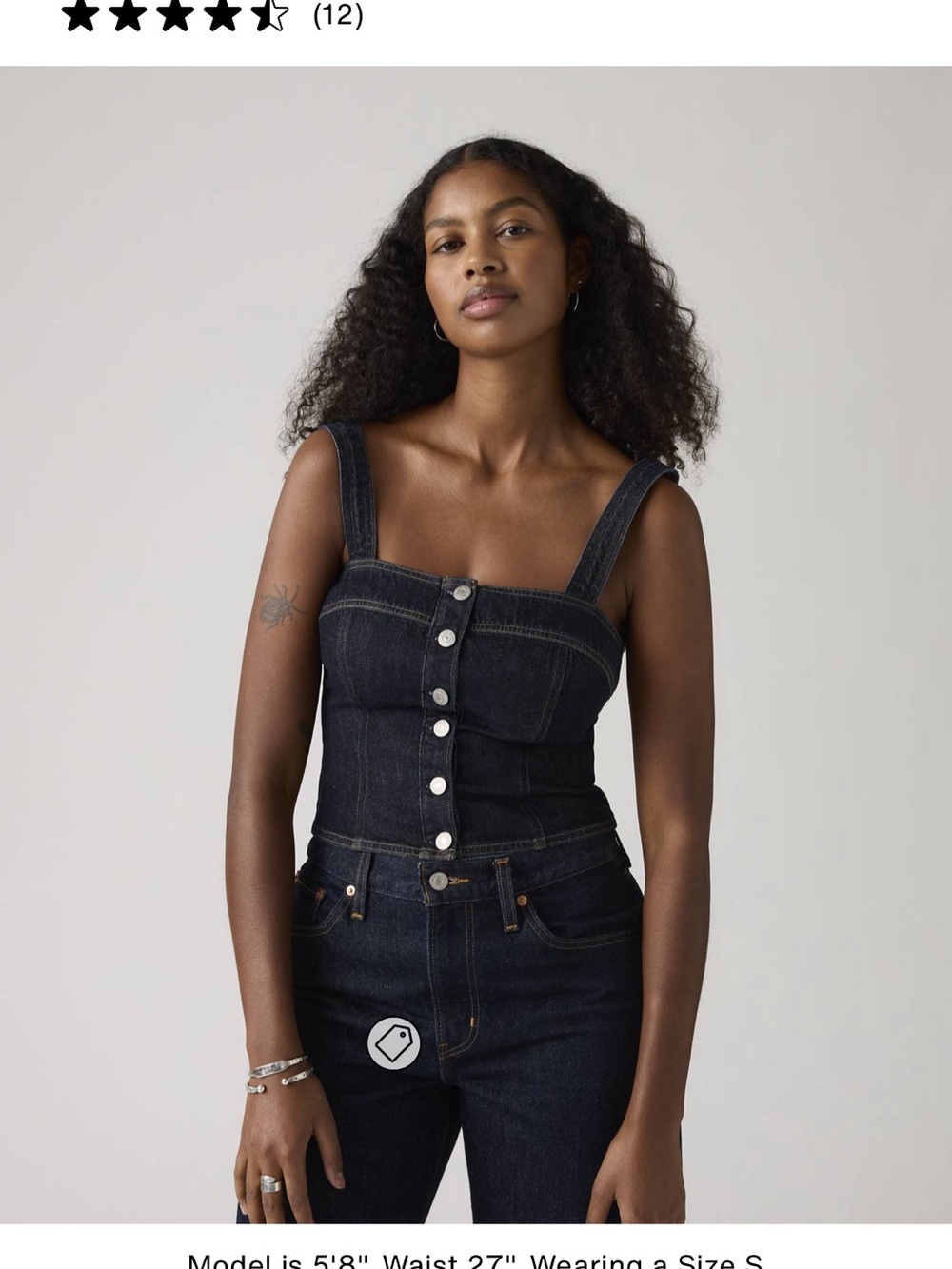 Levi’s Dark Denim Button-Front Tank Top size xl